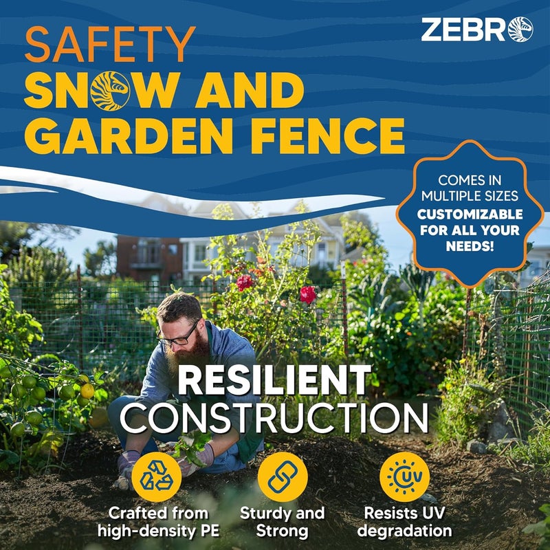 ZEBRO 4' x 100' Green Plastic Garden Fence Roll – Light Duty Mesh Fencing for Temporary Fence, Snow, Garden Netting, Animal Barrier, Agricultural Fencing & Lawn Protection - Image 2